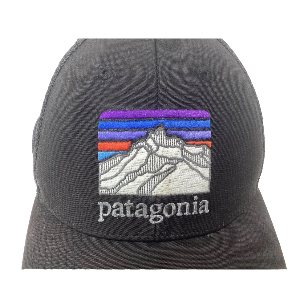 Patagonia Hat SnapBack Mesh Black One Size Adjustable Mountain Logo